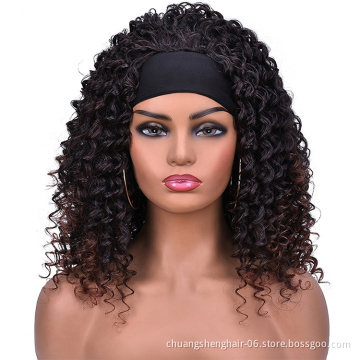 wholesale hair vendors coily bangs wholesale straight kinky curly with attached wig synthetic for black women headband wigs